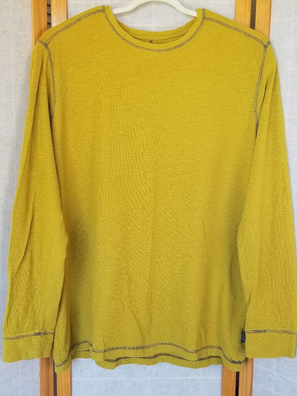 Men's XXL Banana Republic Long Sleeve Shirt Waffle Knit Cotton Mustard Yellow